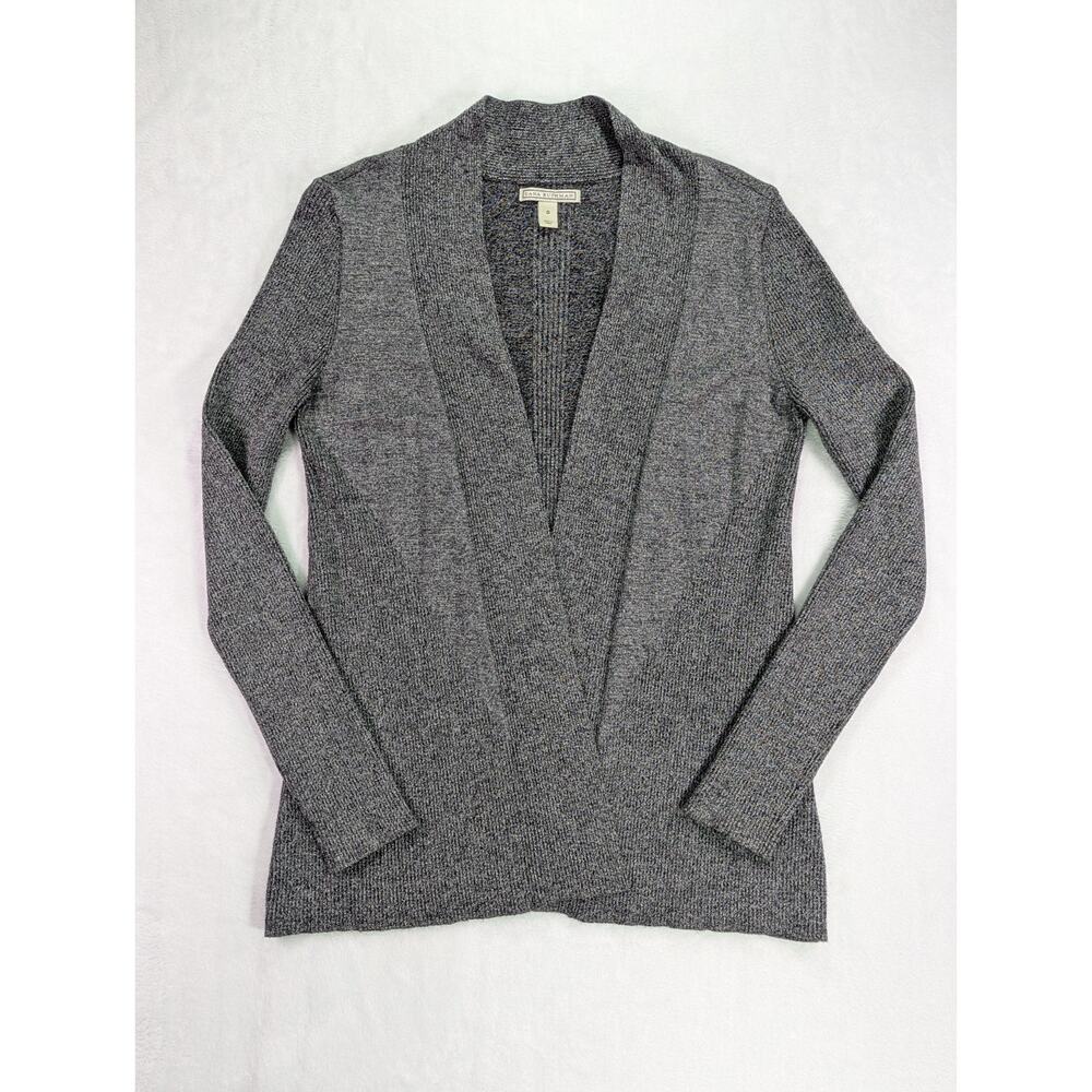 Dana Buchman Women's Size Small Dark Gray Knit Long Sleeve Open Cardigan
